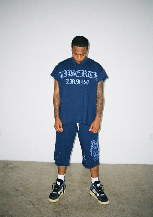 BLUE 3/4 SHORTS